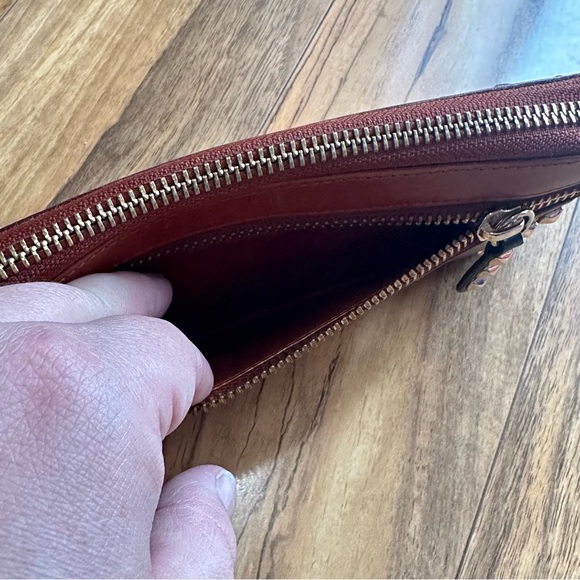 Rebecca Minkoff Brown Leather Wallet, Zippered, Studded, FLAWED - Picture 2 of 8
